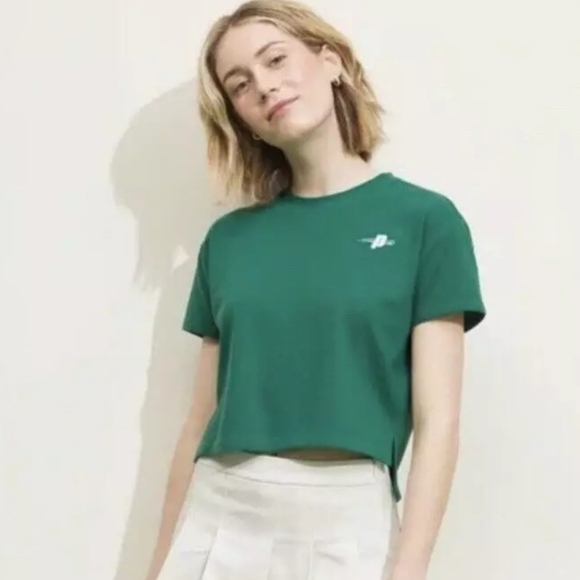 Prince Pickleball Women's Green Short Sleeve Cropped Shirt - Picture 1 of 15